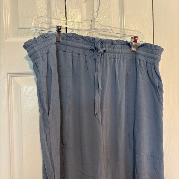 Women's Blue Drawstring Pants - Picture 2 of 4